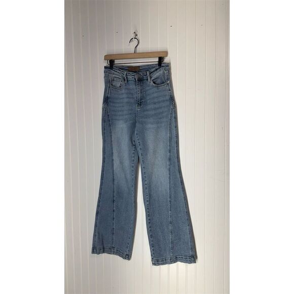 Judy Blue Wide Leg Jeans 9/29 High Rise Y2K Western Stretch Denim Cottagecore - Picture 2 of 7